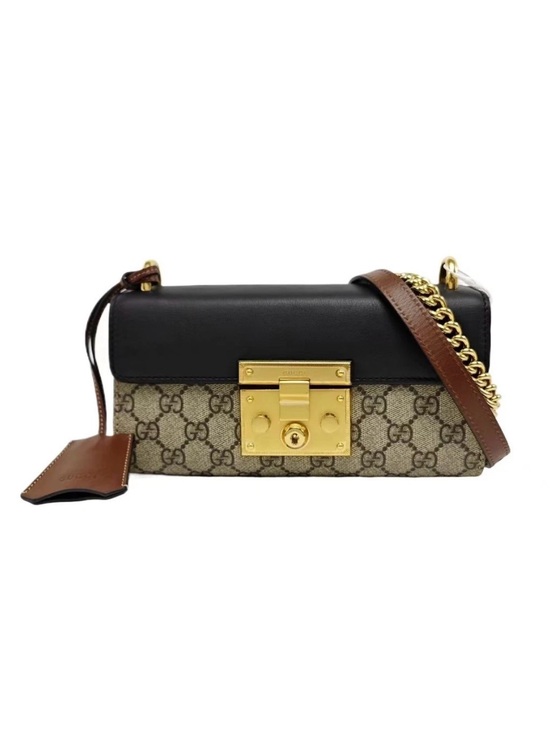 Gucci Handbags - Gucci Brown/Black GG Supreme Canvas Crossbody with Gold Lock